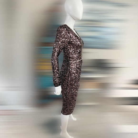 SOIEBLU Stunning  Mocha sequin body con dress S M L XL - Picture 7 of 8